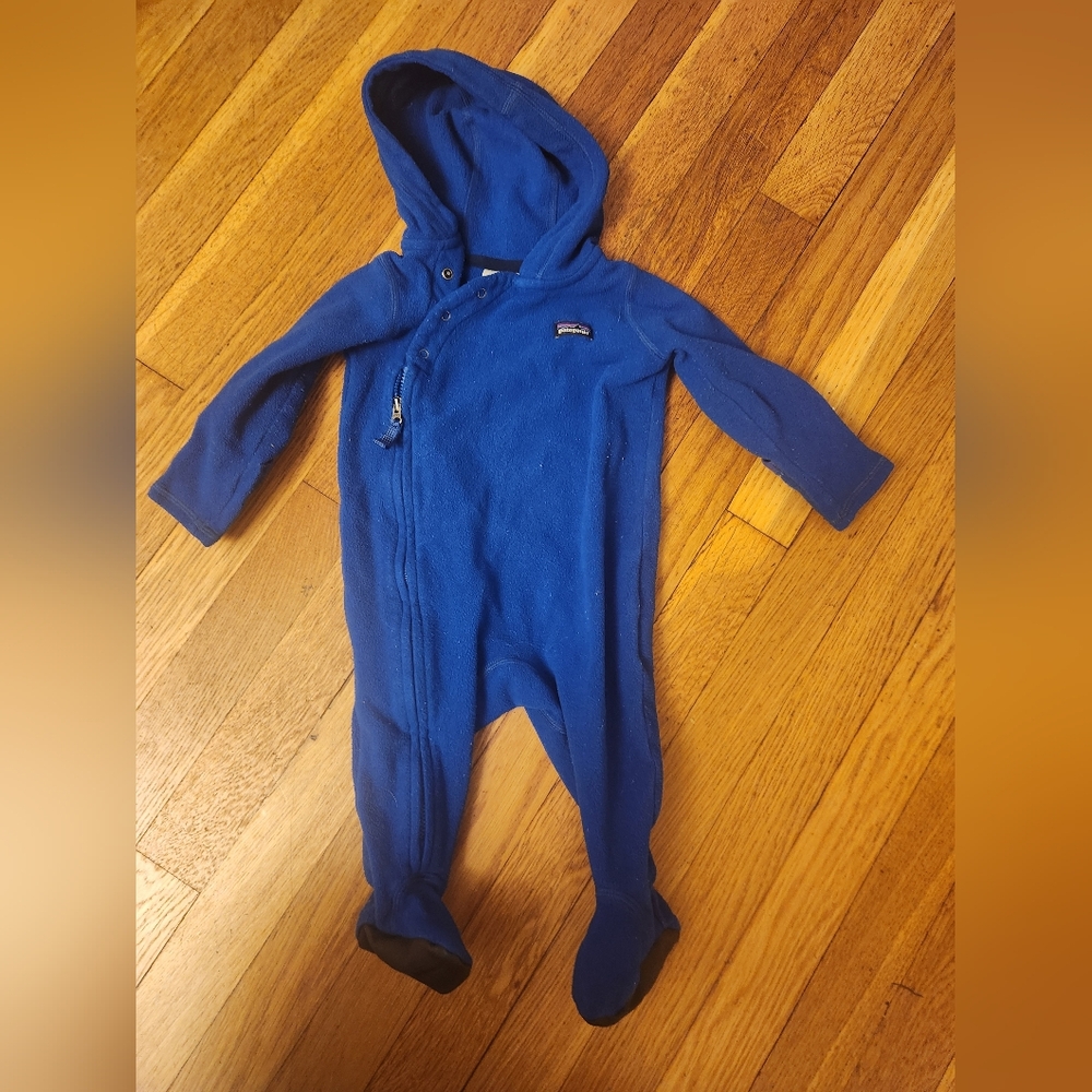 Patagonia Blue Fleece Bunting 3-6 months